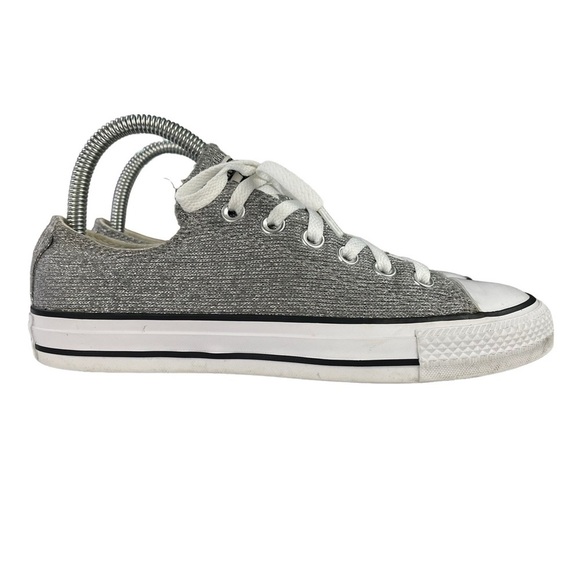 Converse Sneakers Women 6.5 All Star‎ Gray Metallic Silver Threads Low Top Shoes - Picture 1 of 11